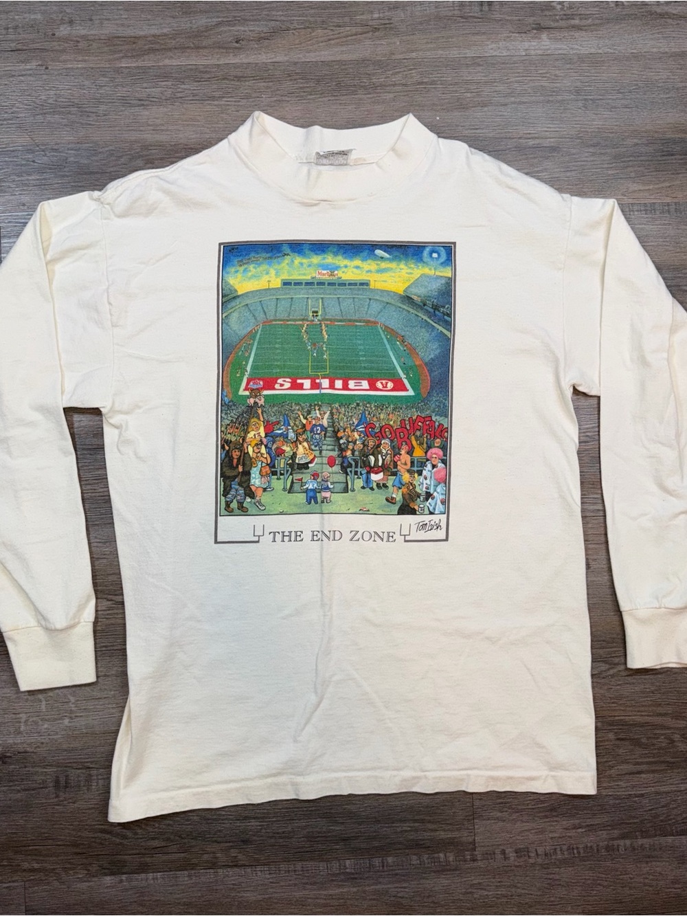 VTG Buffalo Bills Shirt Mens XL Long Sleeve The End Zone Tom Irish NFL